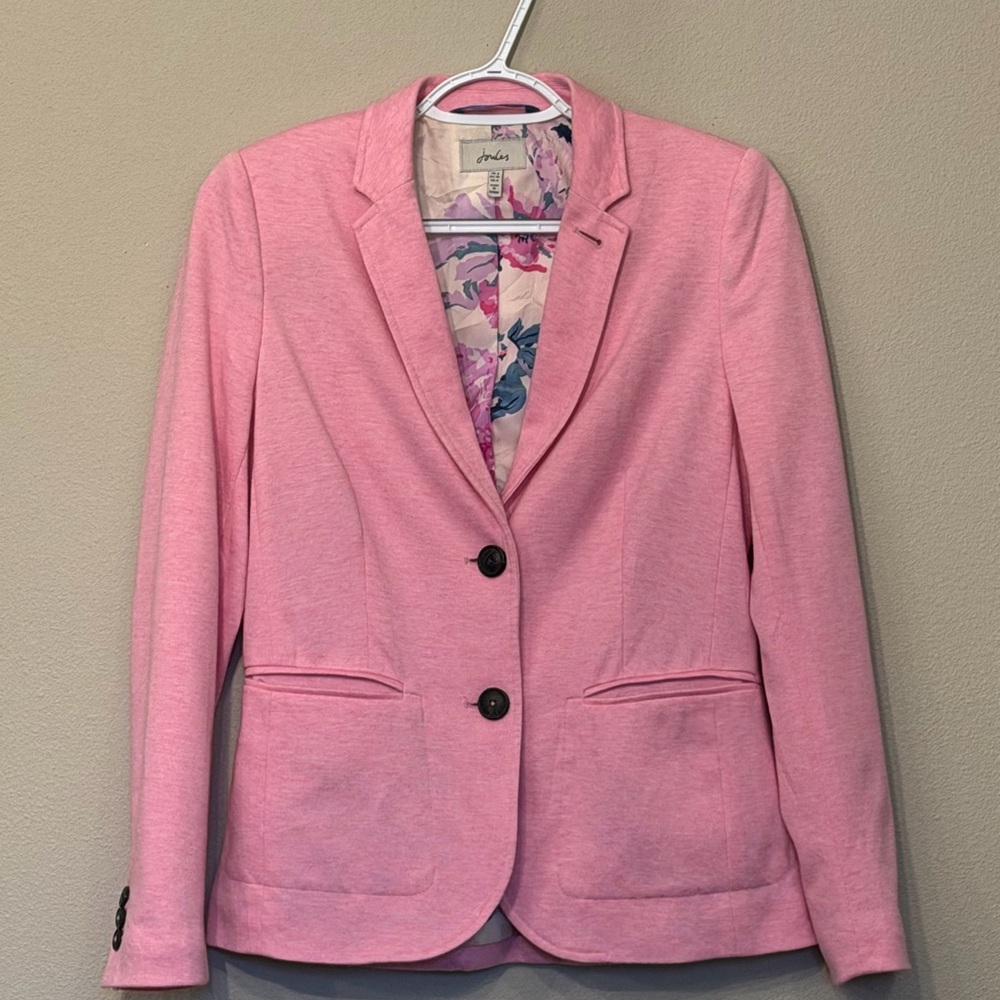 Joules Pink Blazer with Floral Lining, Size 4